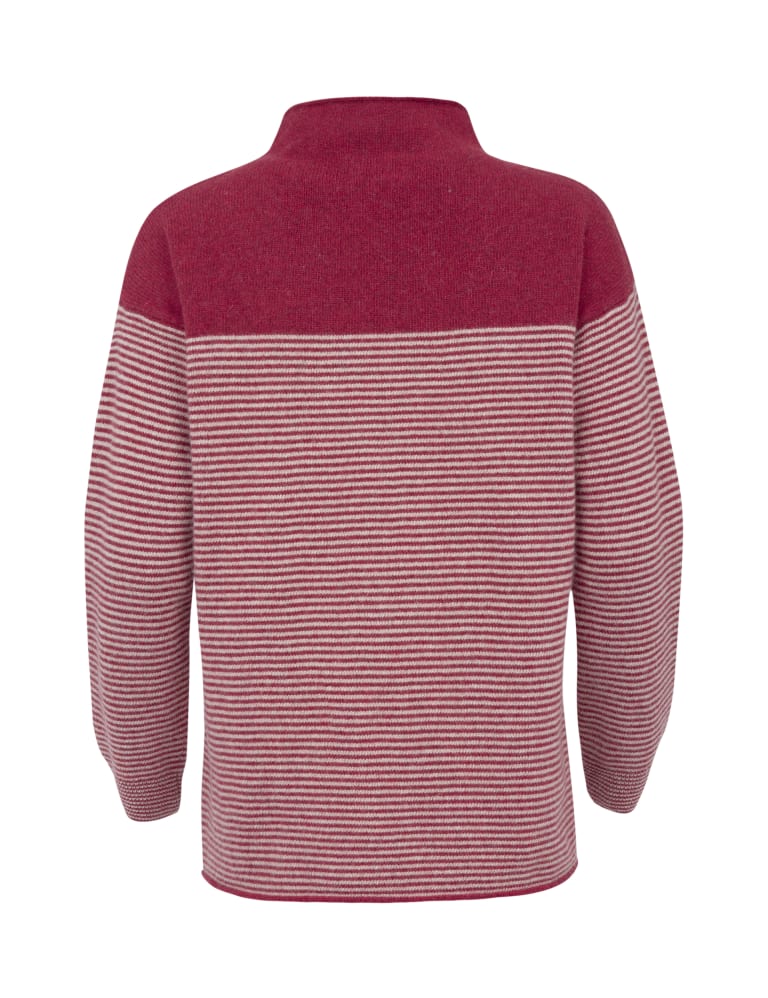 Pure Lambswool Striped Funnel Neck Jumper Celtic & Co. M&S