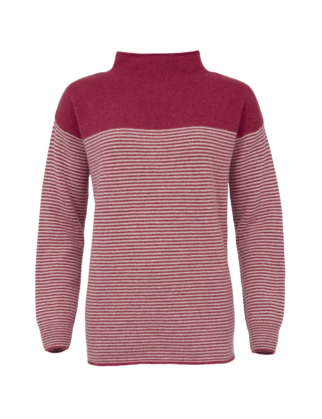 Pure Lambswool Striped Funnel Neck Jumper Celtic & Co. M&S