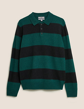 Pure Lambswool Striped Rugby Shirt Image 2 of 5