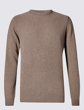 Pure Lambswool Textured Jumper Image 2 of 3