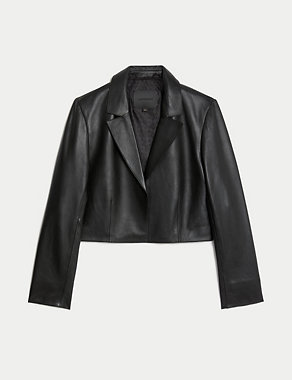 Pure Leather Cropped Blazer Image 2 of 6