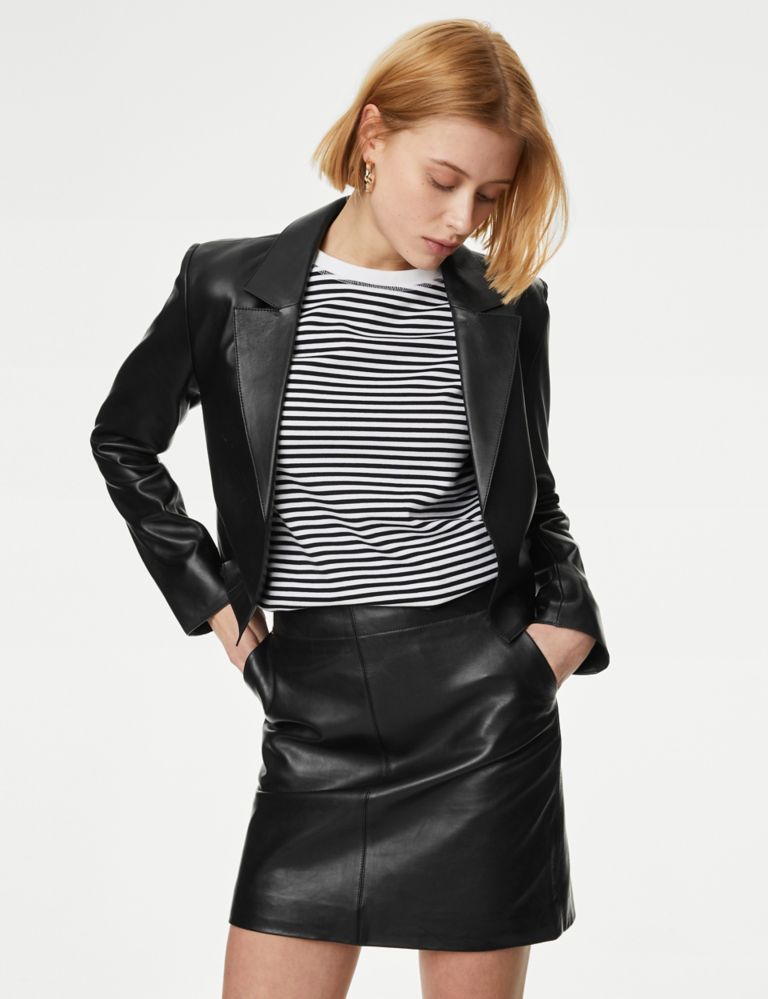 Pure Leather Cropped Blazer 4 of 6