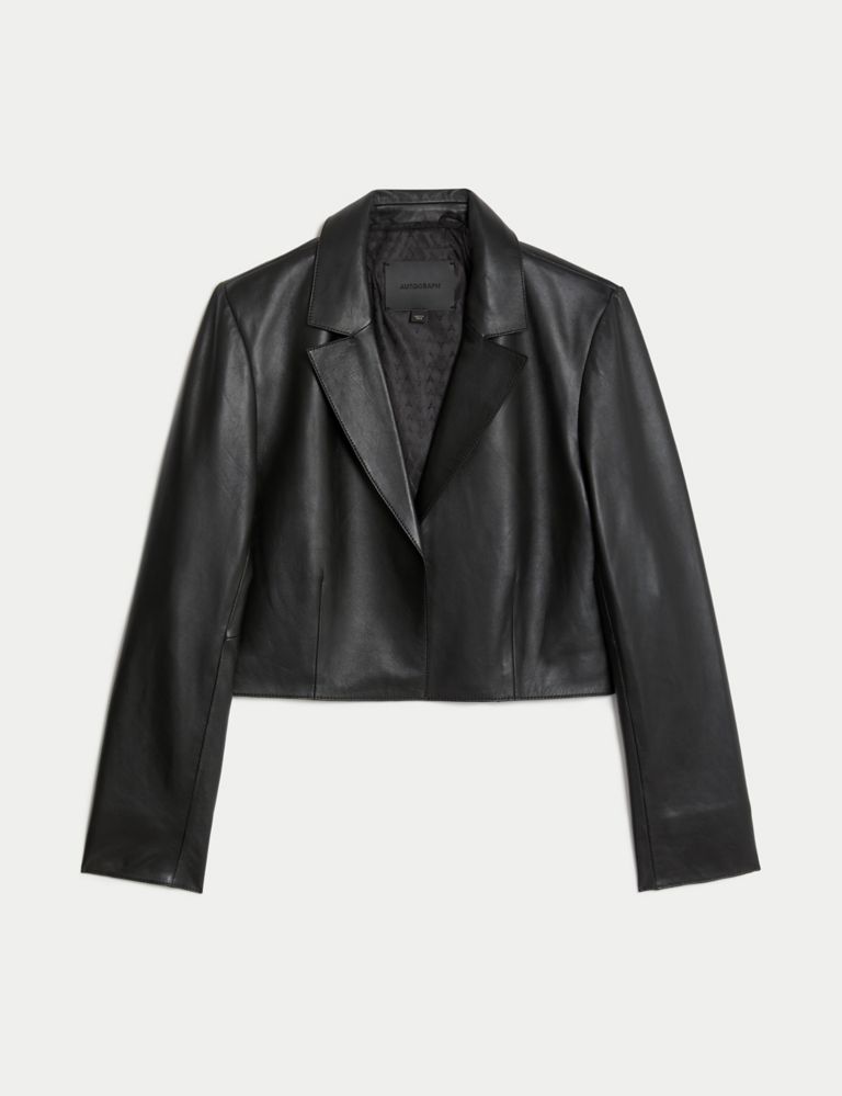 Pure Leather Cropped Blazer 2 of 6