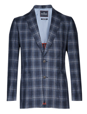 Pure Linen 2 Button Large Checked Jacket Image 2 of 6