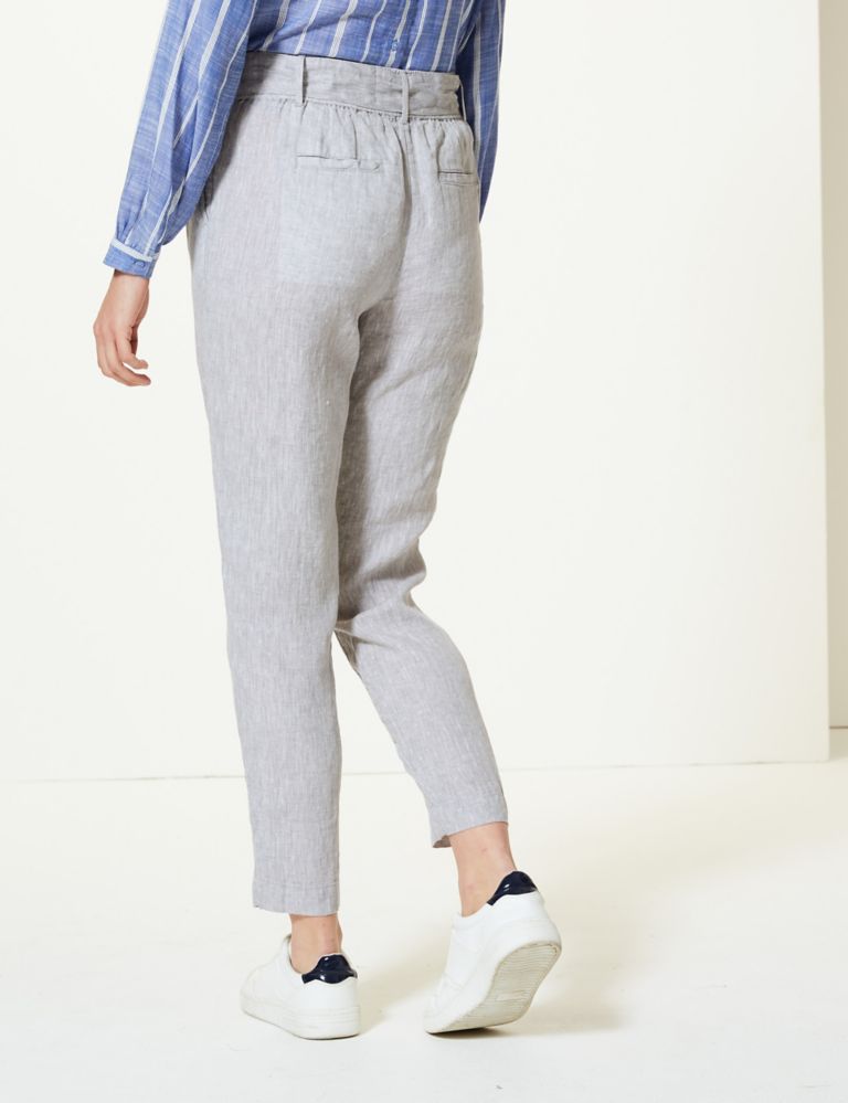 Pure Linen Ankle Grazer Peg Trousers | M&S Collection | M&S