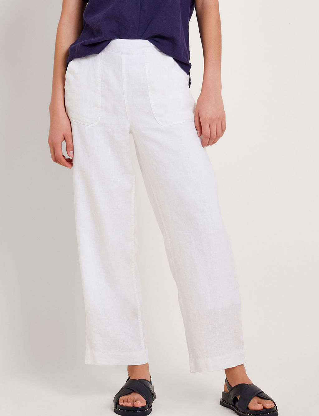 Pure Linen Ankle Grazer Trousers 3 of 3