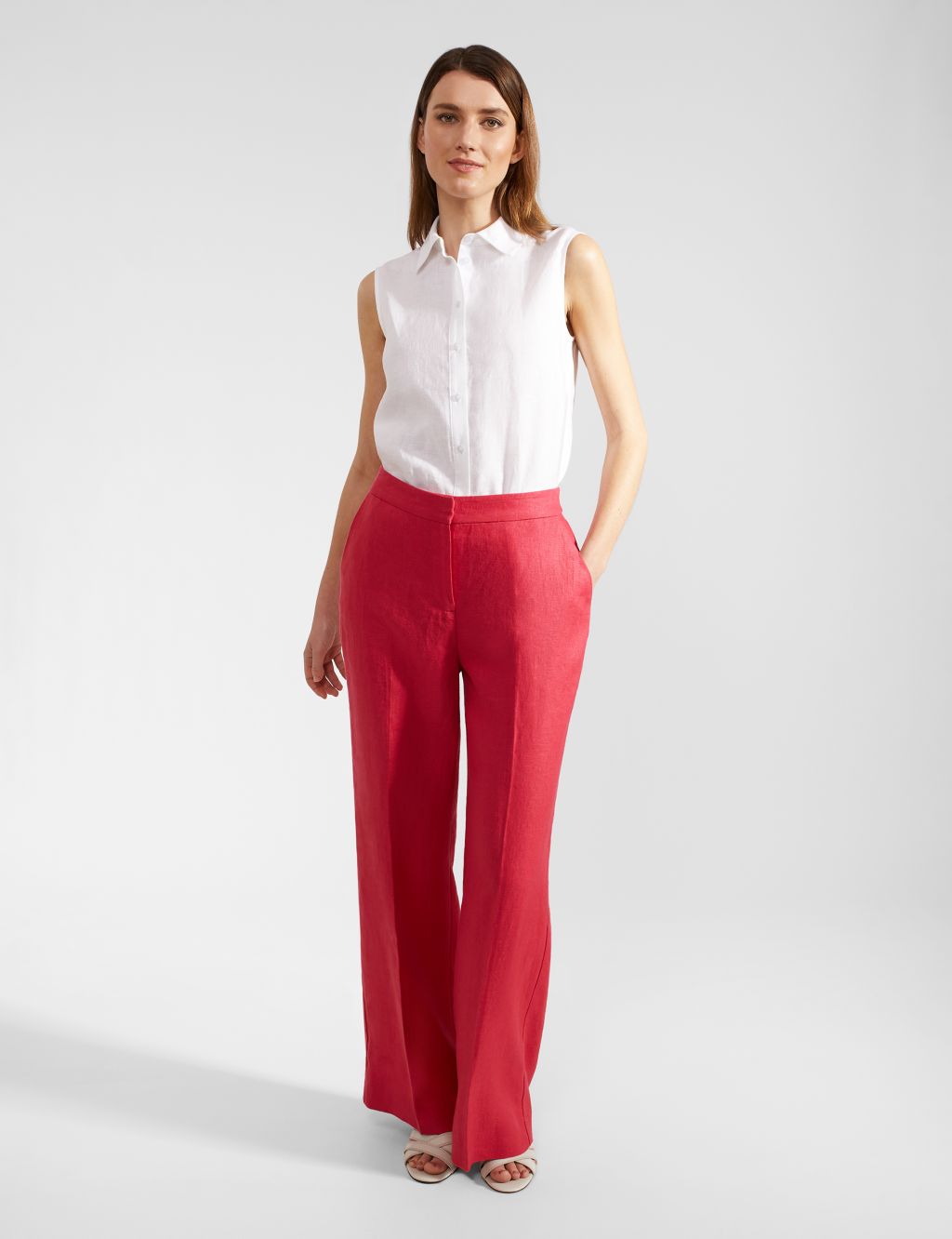 Pure Linen Ankle Grazer Trousers 3 of 7