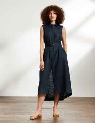 Belted midi clearance shirt dress