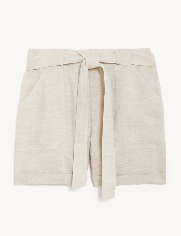 Pure Linen Belted Shorts Image 1 of 2