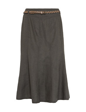 Pure Linen Belted Skirt Image 2 of 6