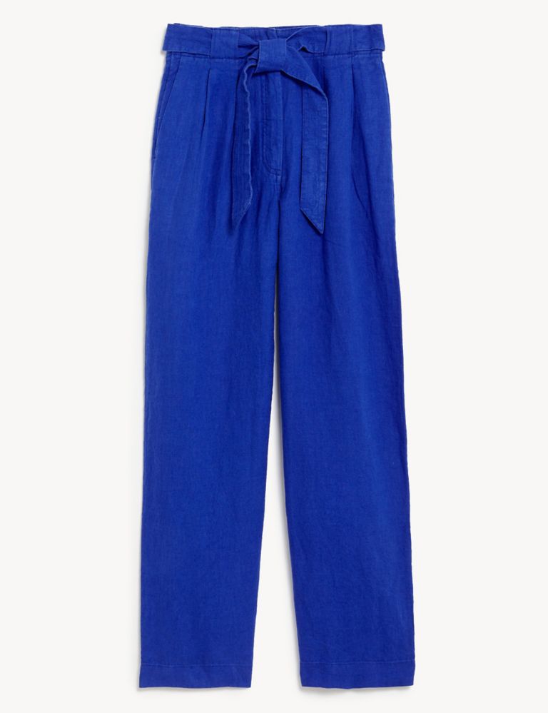 Pure Linen Belted Wide Leg Trousers 3 of 6