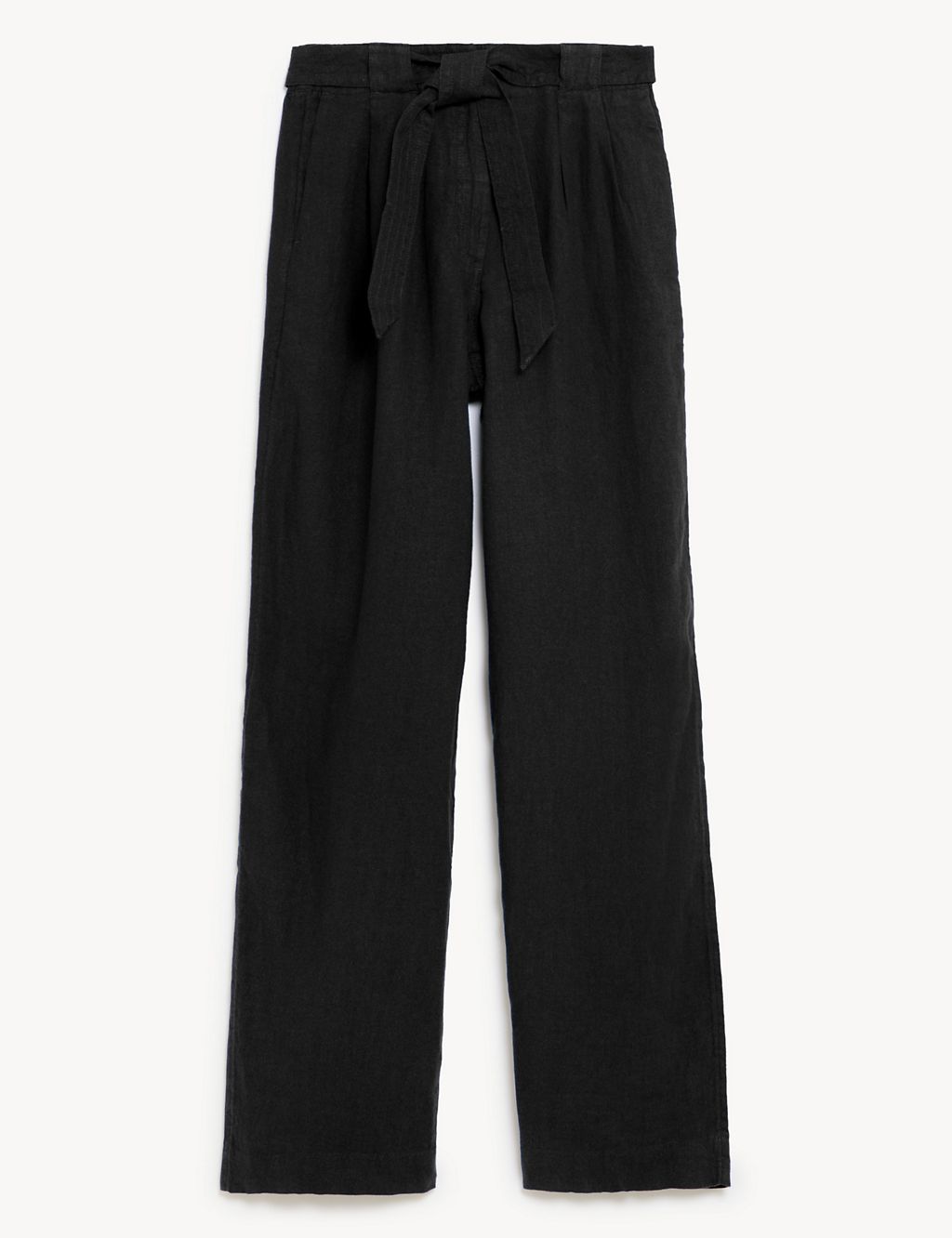 Pure Linen Belted Wide Leg Trousers | M&S Collection | M&S
