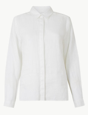 Pure Linen Button Detailed Shirt Image 2 of 4