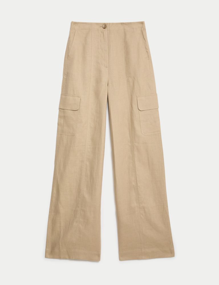 Pure Linen Cargo Trousers 2 of 5