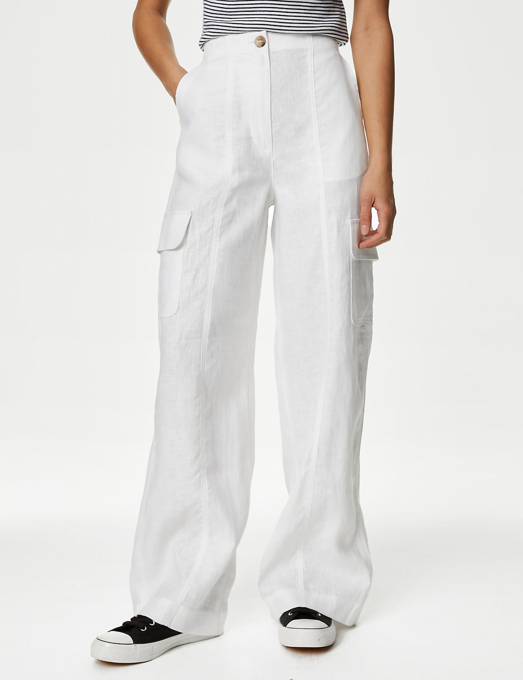 Pure Linen Cargo Trousers 4 of 5