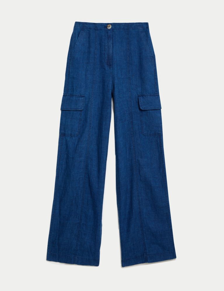 Pure Linen Cargo Trousers 2 of 5
