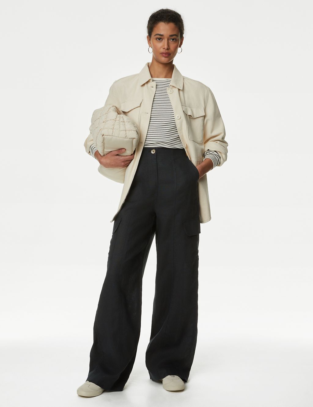 Pure Linen Cargo Trousers 3 of 5