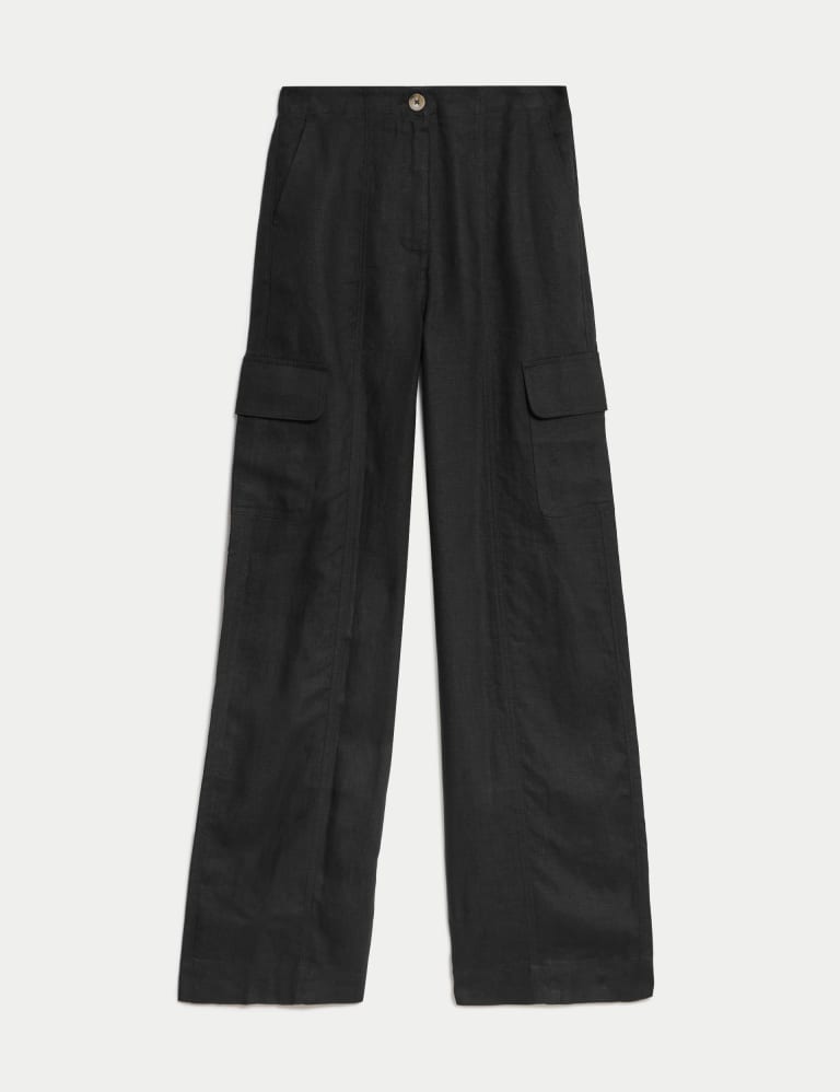 Pure Linen Cargo Trousers M S Collection M S