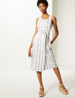 Checked 2025 linen dress