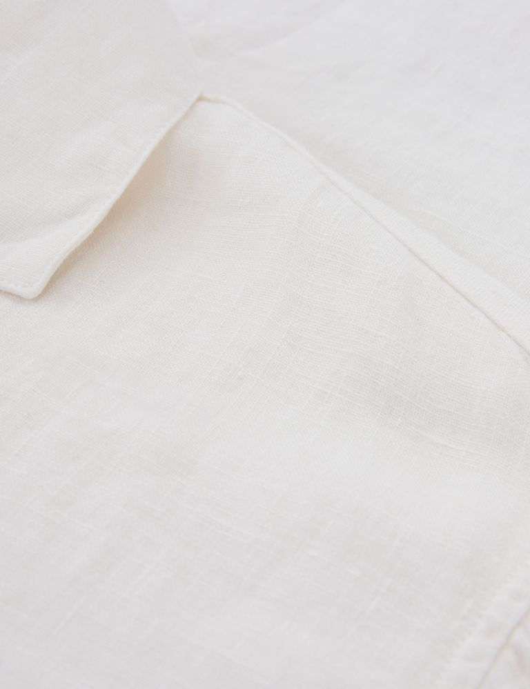 Pure Linen Collared Button Detail Shirt 4 of 5