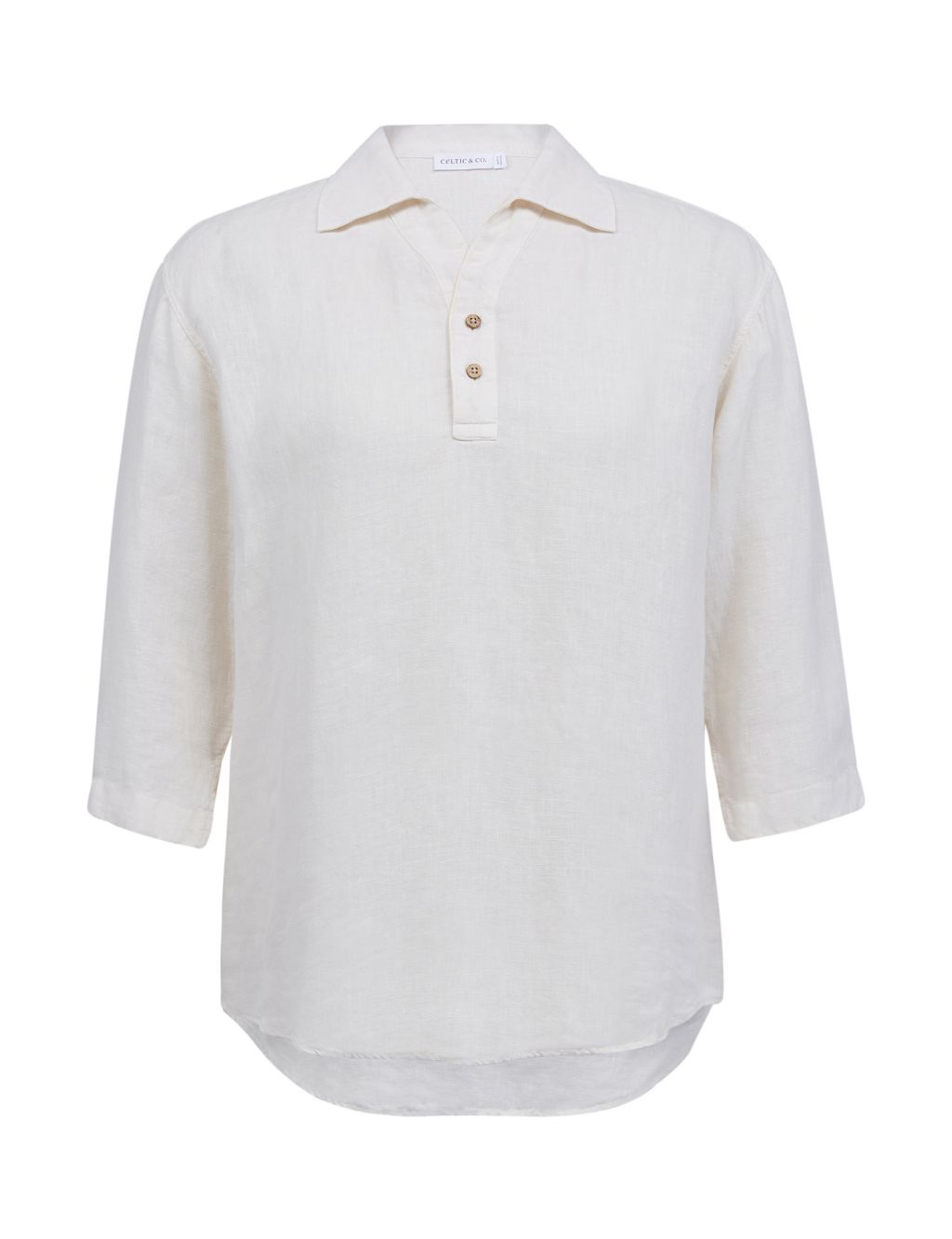 Pure Linen Collared Button Detail Shirt 1 of 5
