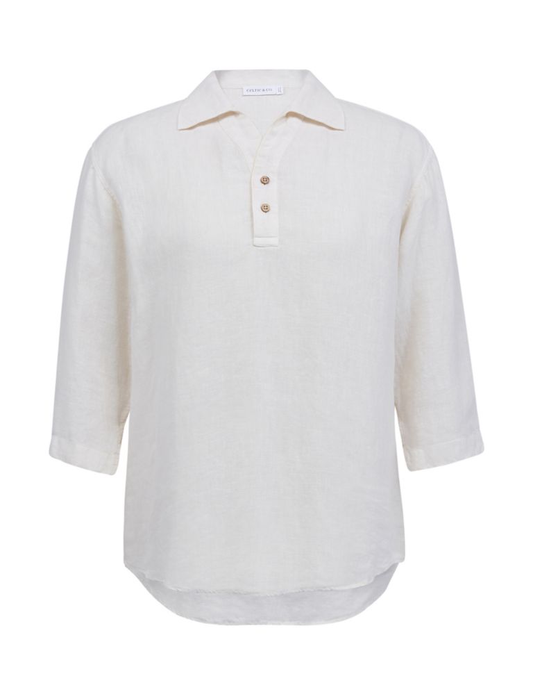 Pure Linen Collared Button Detail Shirt 2 of 5