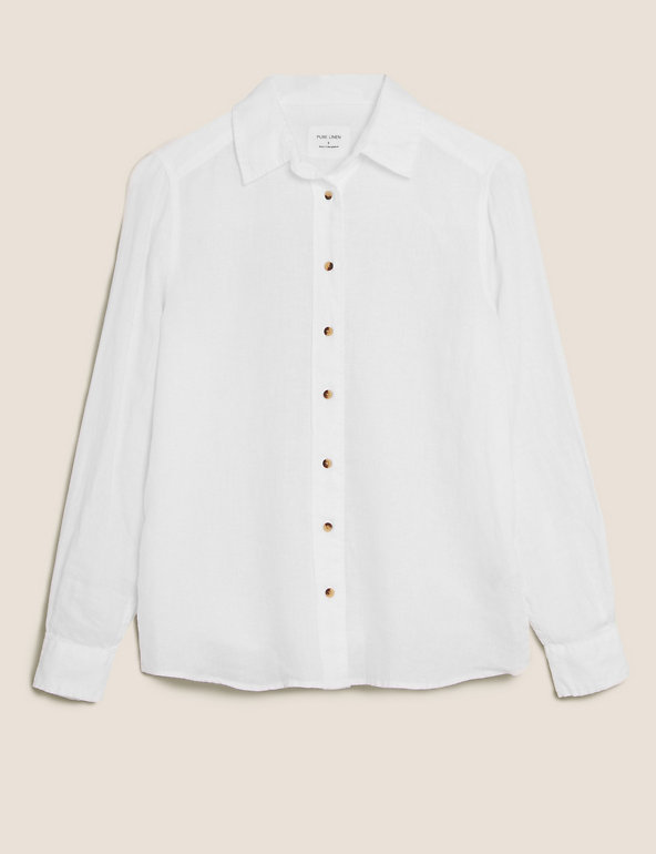 Pure Linen Collared Long Sleeve Shirt Image 1 of 1