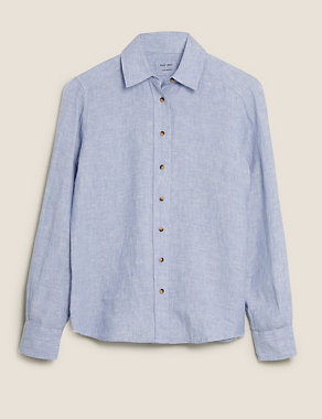 Pure Linen Collared Long Sleeve Shirt Image 2 of 5