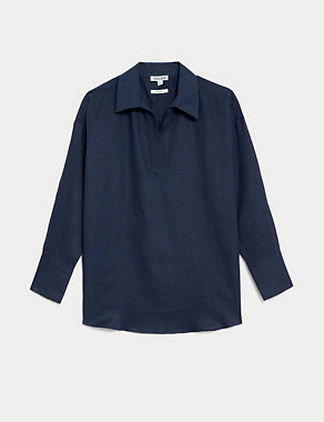 Pure Linen Collared Relaxed Shirt Image 2 of 6