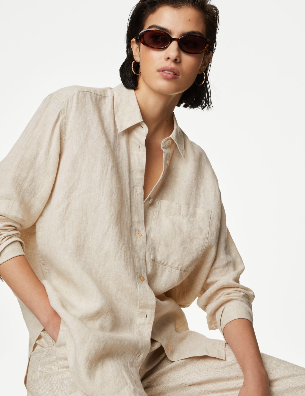 Pure Linen Collared Relaxed Shirt 3 of 5