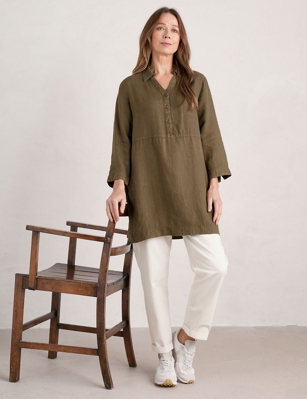 Pure Linen Collared Relaxed Tunic 3 of 5