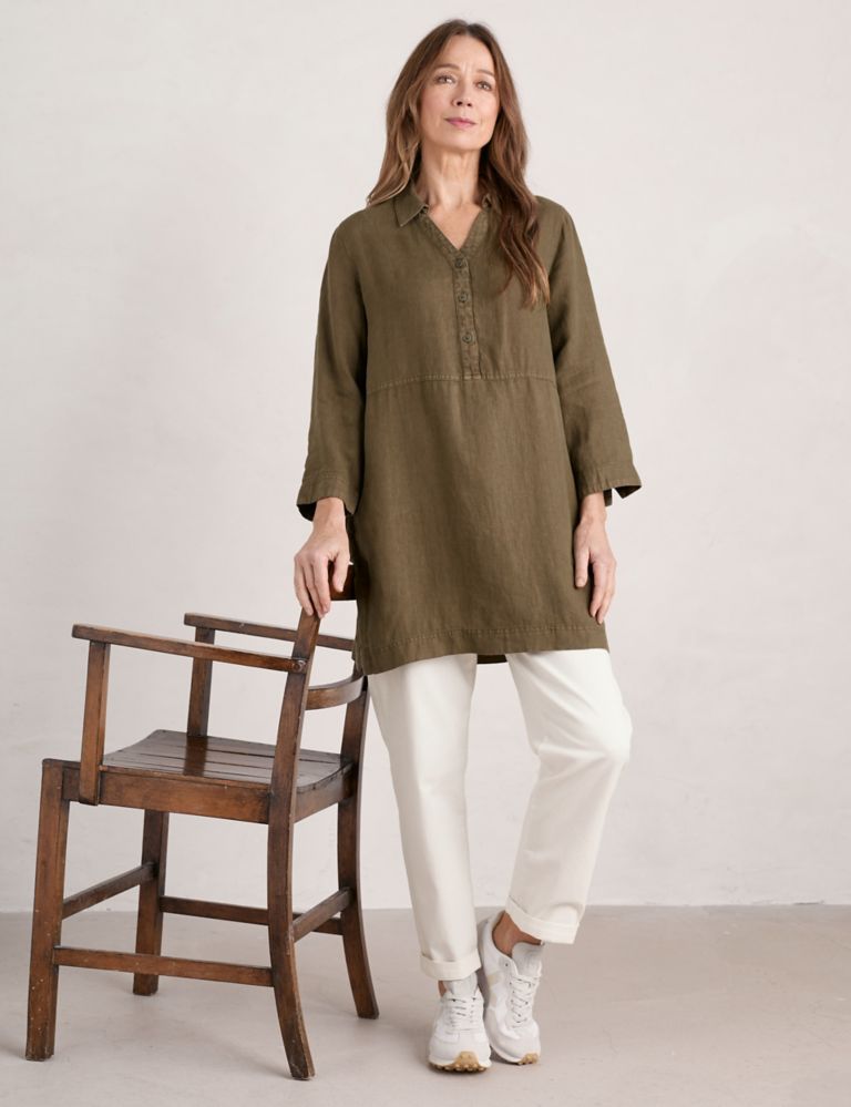 Pure Linen Collared Relaxed Tunic 1 of 5