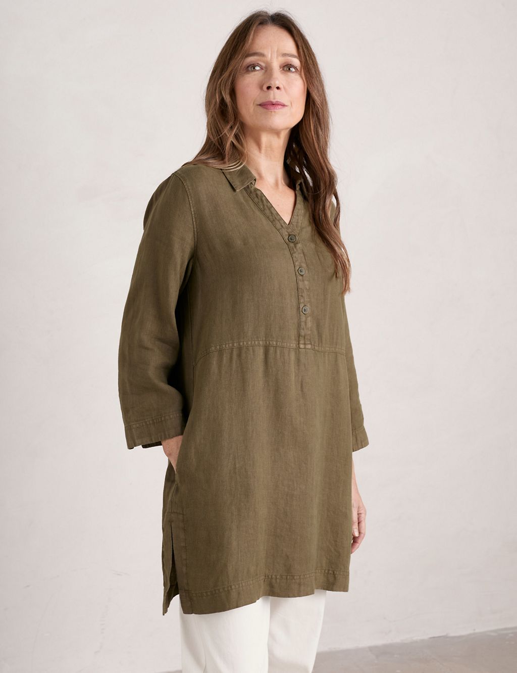 Pure Linen Collared Relaxed Tunic 2 of 5