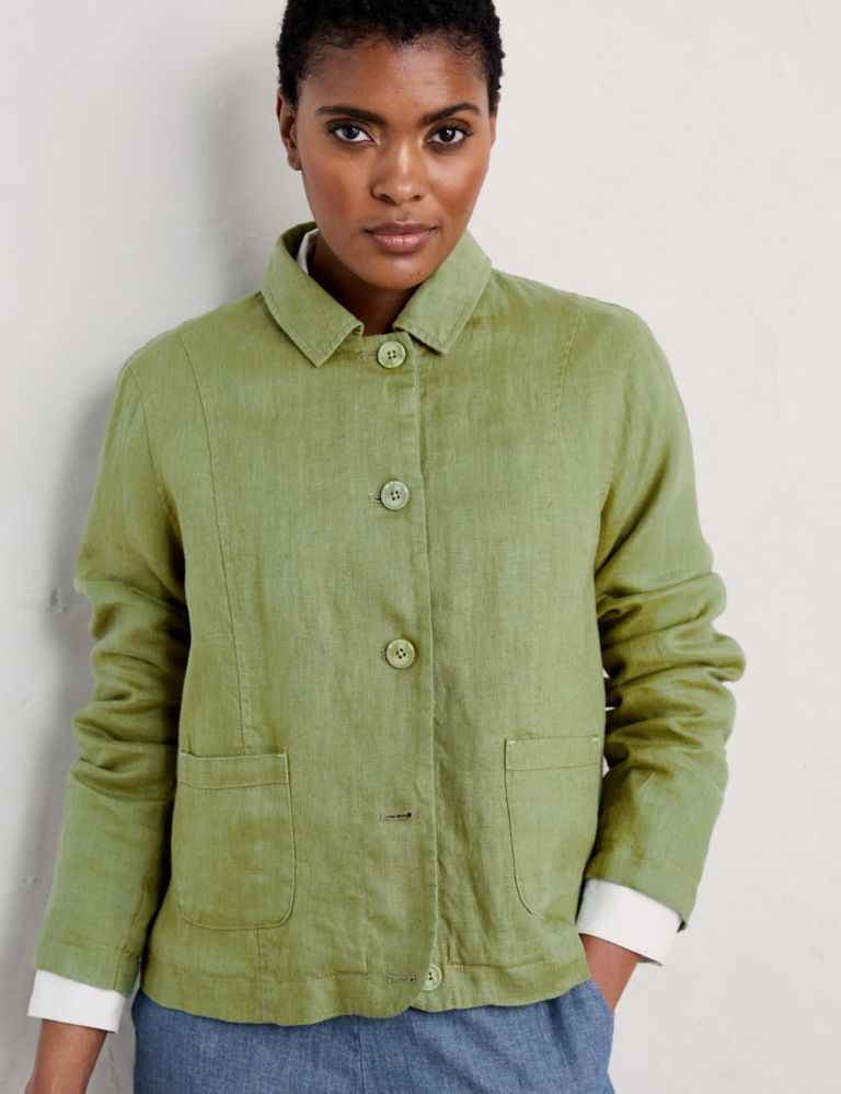 Pure Linen Collared Short Jacket 3 of 5