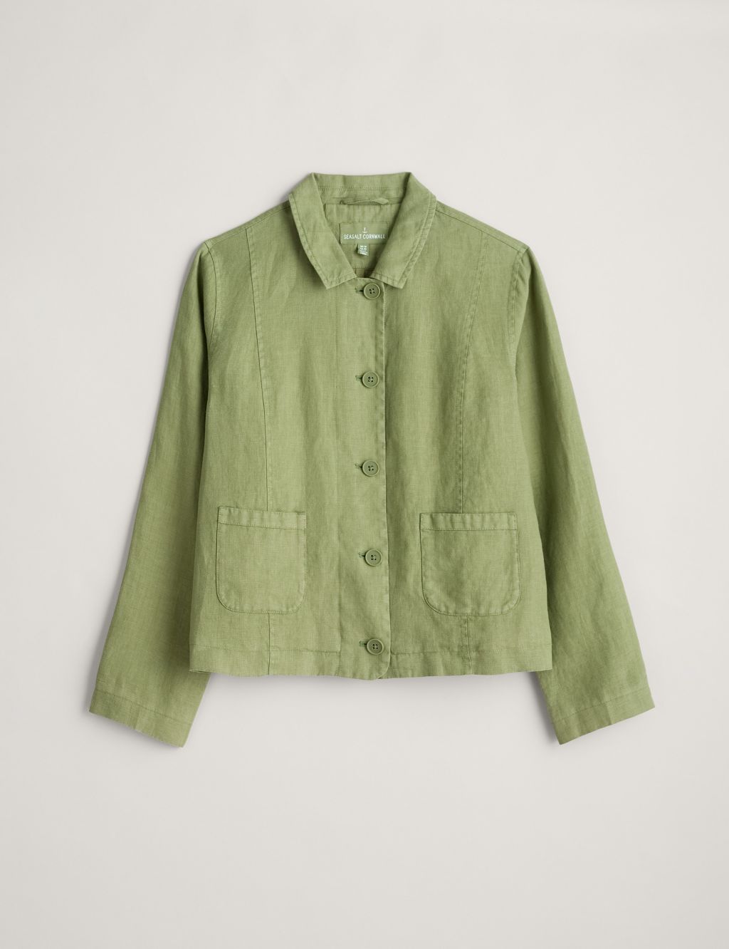 Pure Linen Collared Short Jacket 1 of 5