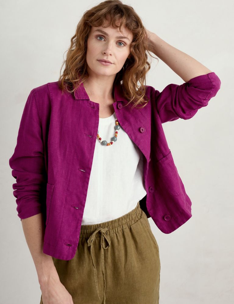 Pure Linen Collared Short Jacket 6 of 6