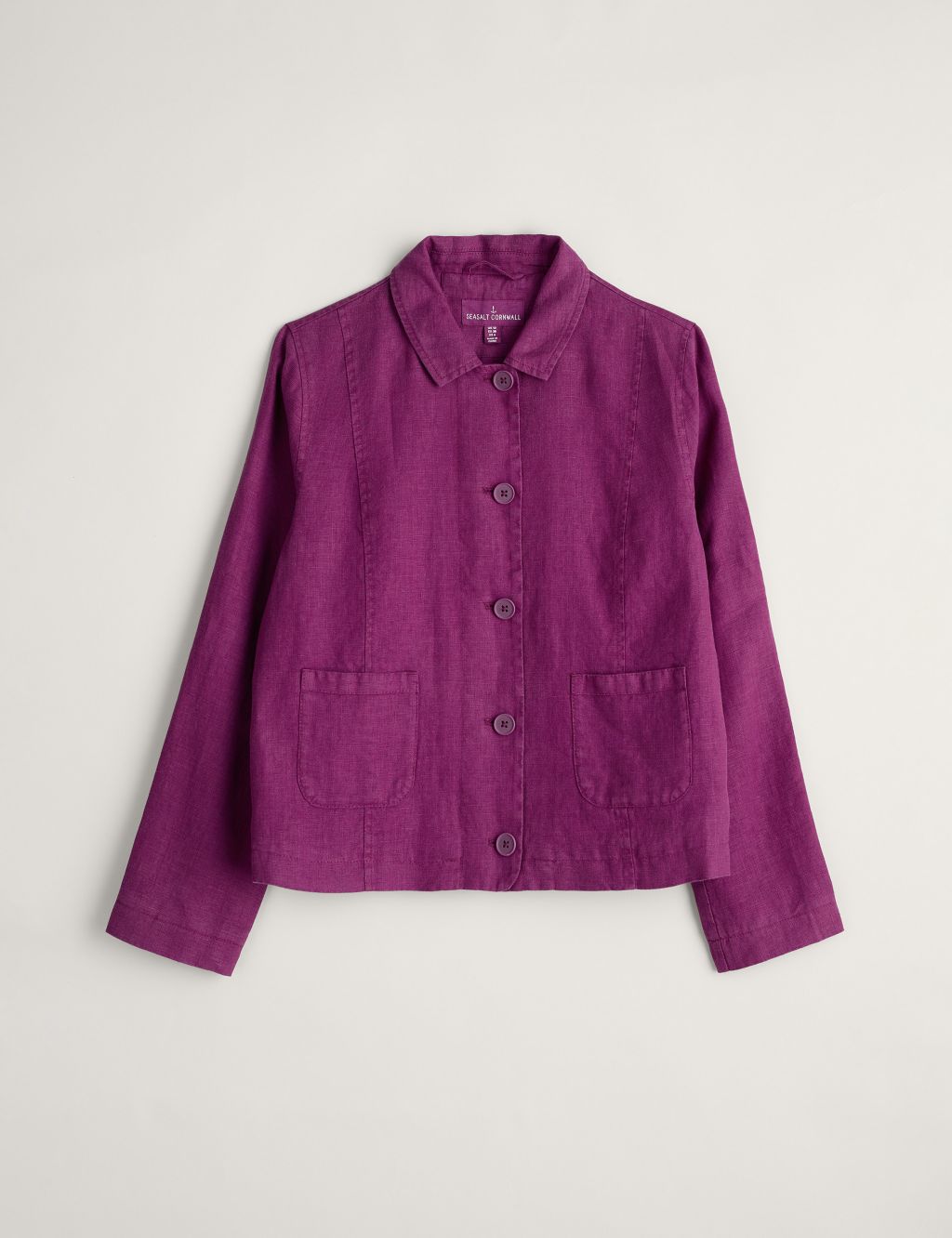 Pure Linen Collared Short Jacket 1 of 6