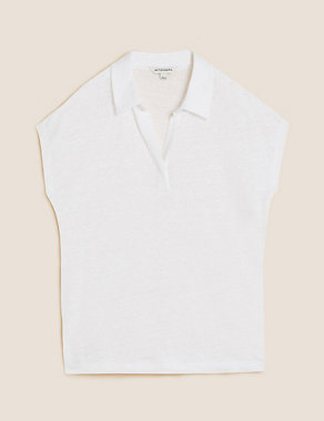 Pure Linen Collared Short Sleeve Top Image 2 of 6