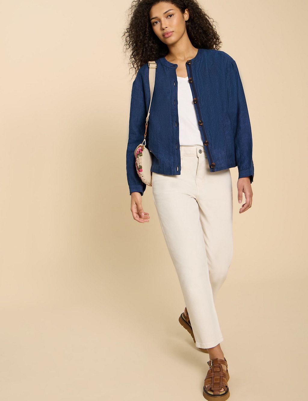 Pure Linen Collarless Utility Jacket 2 of 6