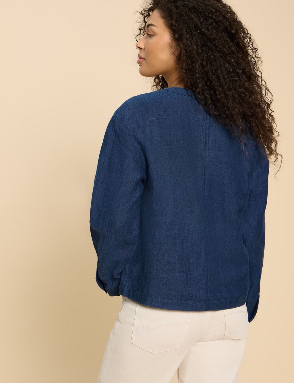 Pure Linen Collarless Utility Jacket 4 of 6