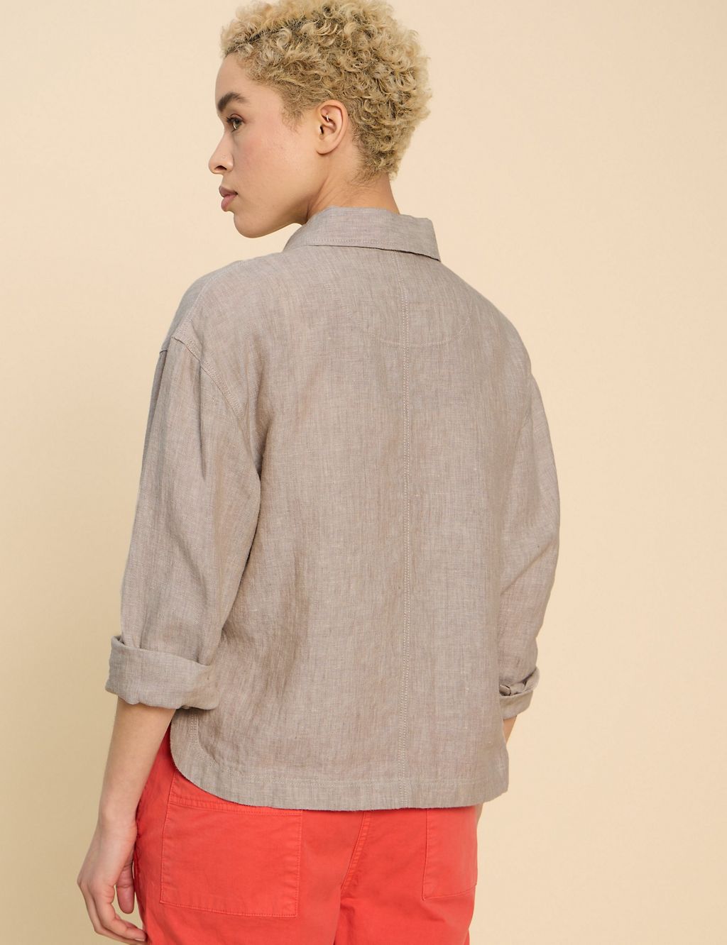 Pure Linen Cropped Utility Jacket 2 of 6