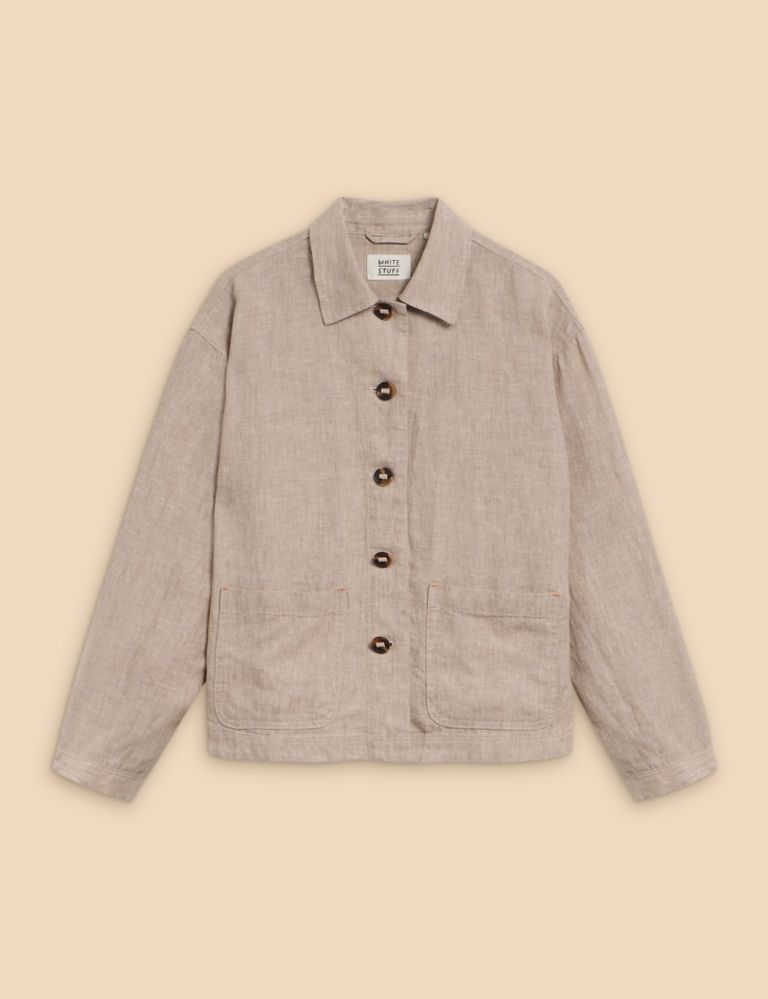 Pure Linen Cropped Utility Jacket 2 of 6