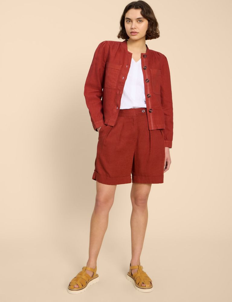 Pure Linen Cropped Utility Jacket 1 of 6