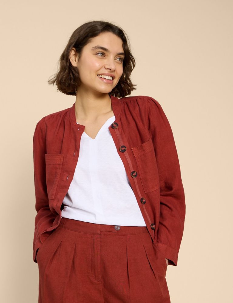 Pure Linen Cropped Utility Jacket 3 of 6