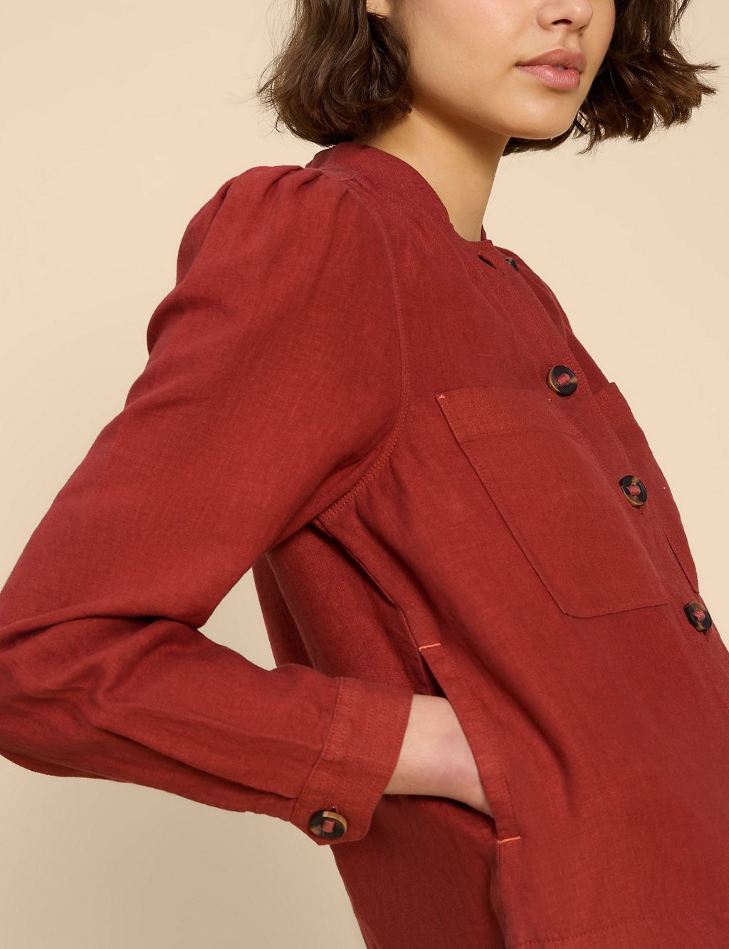 Pure Linen Cropped Utility Jacket 5 of 6