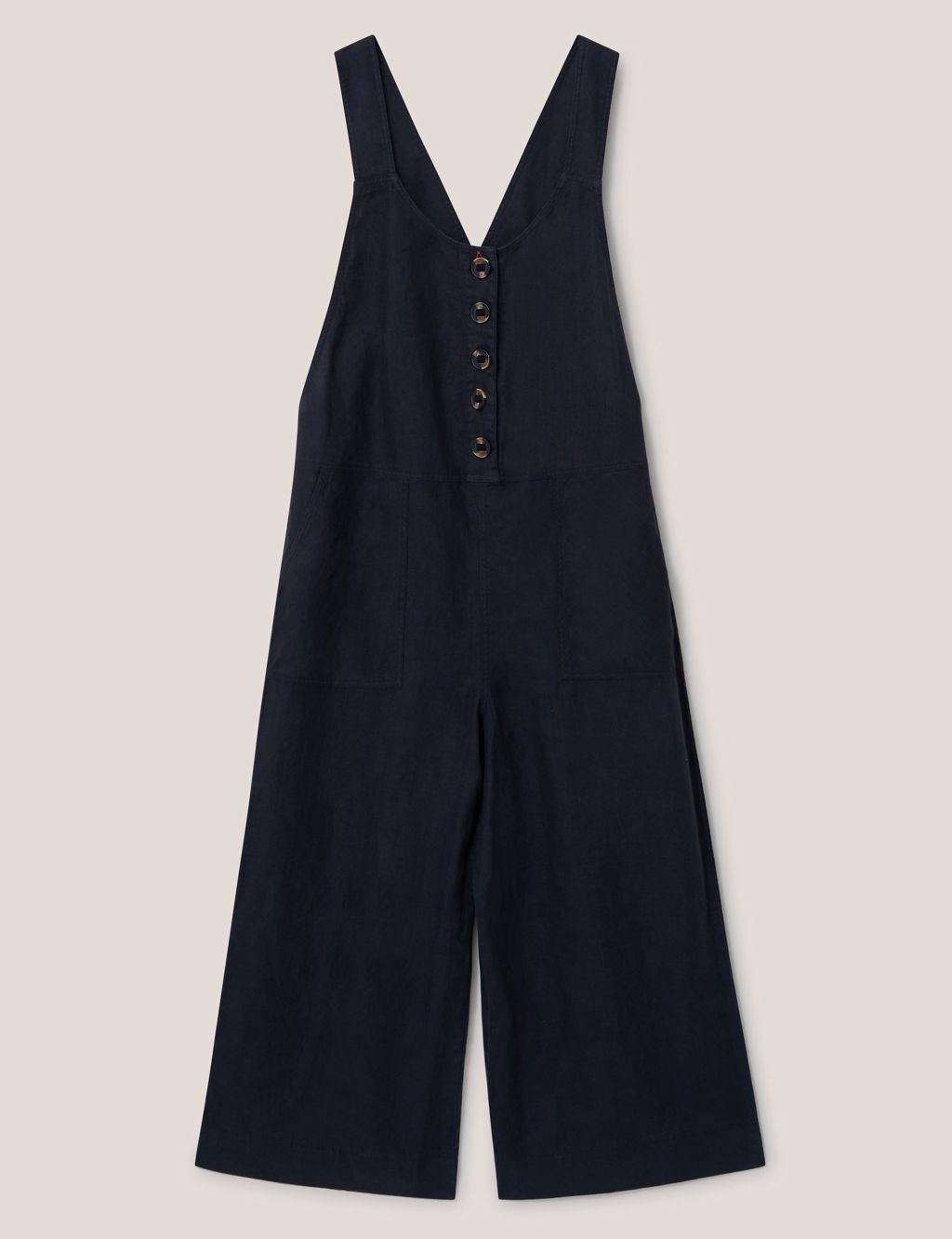 Pure Linen Cropped Wide Leg Dungarees 1 of 6