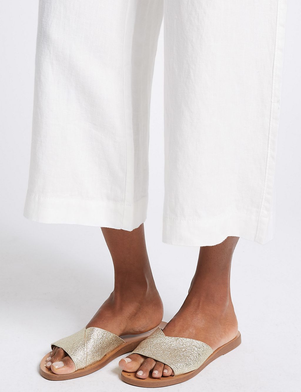Pure Linen Cropped Wide Leg Trousers 6 of 6