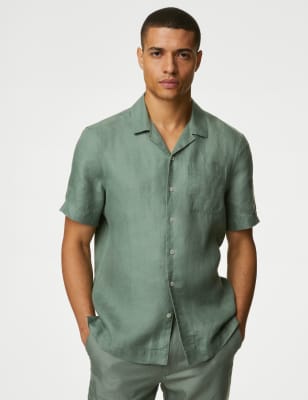 Pure Linen Shirt - Olive Green