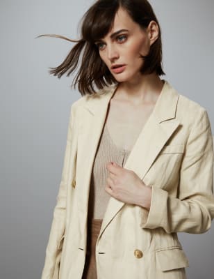 Longline hot sale linen blazer