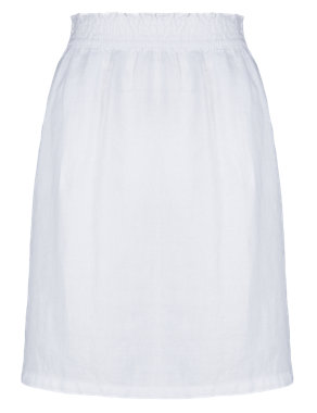 Pure Linen Easy Care Smocked Waistband Mini Skirt Image 2 of 5